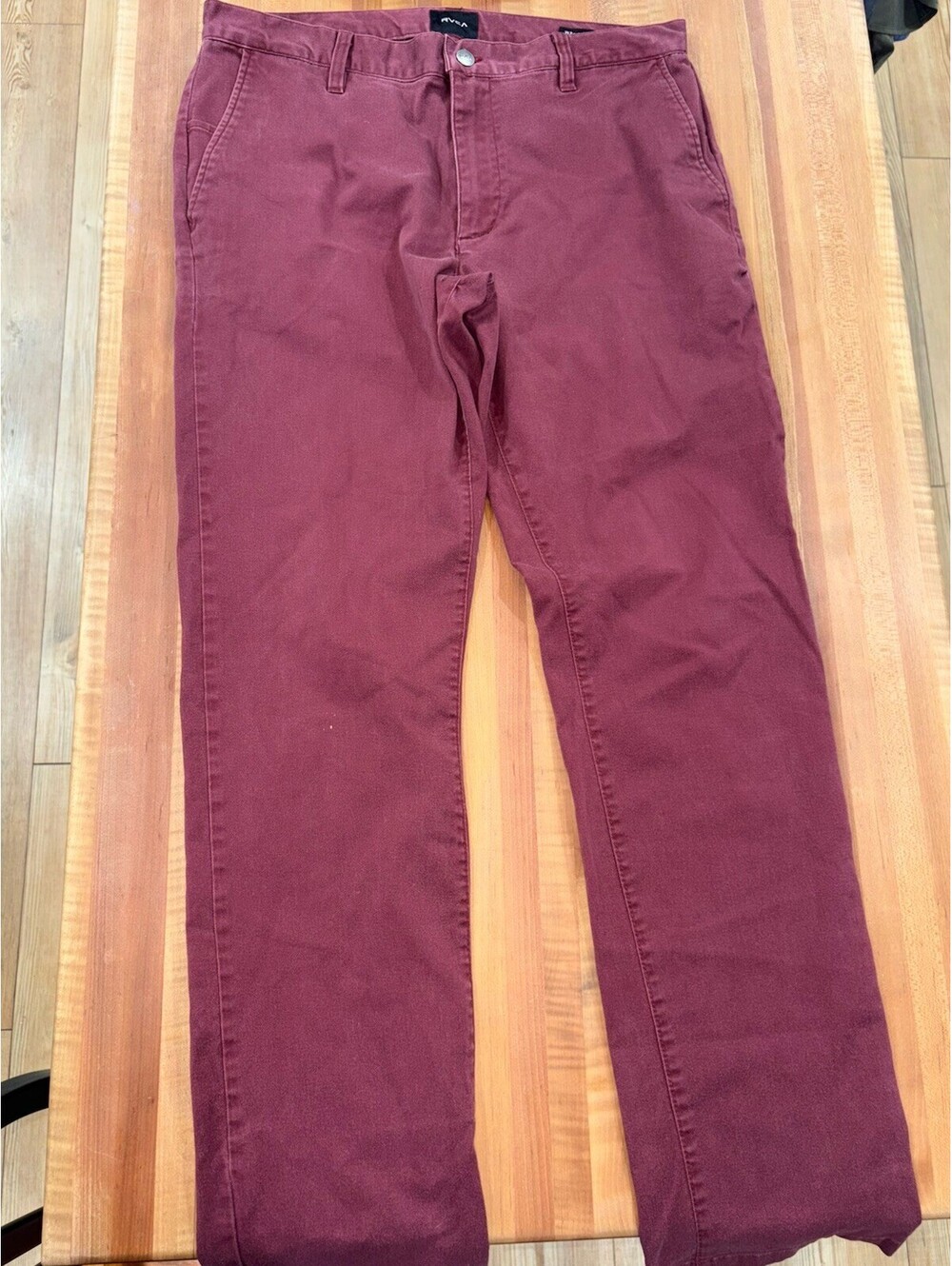 RVCA Week-end Stretch Pants. Burgandy/Maroon. Men's Size 34